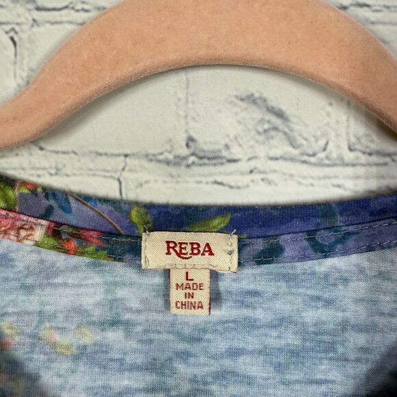 Reba Blouse Women Large Floral Bird Tropical Prairie Stretch All Over Printed - Picture 3 of 14